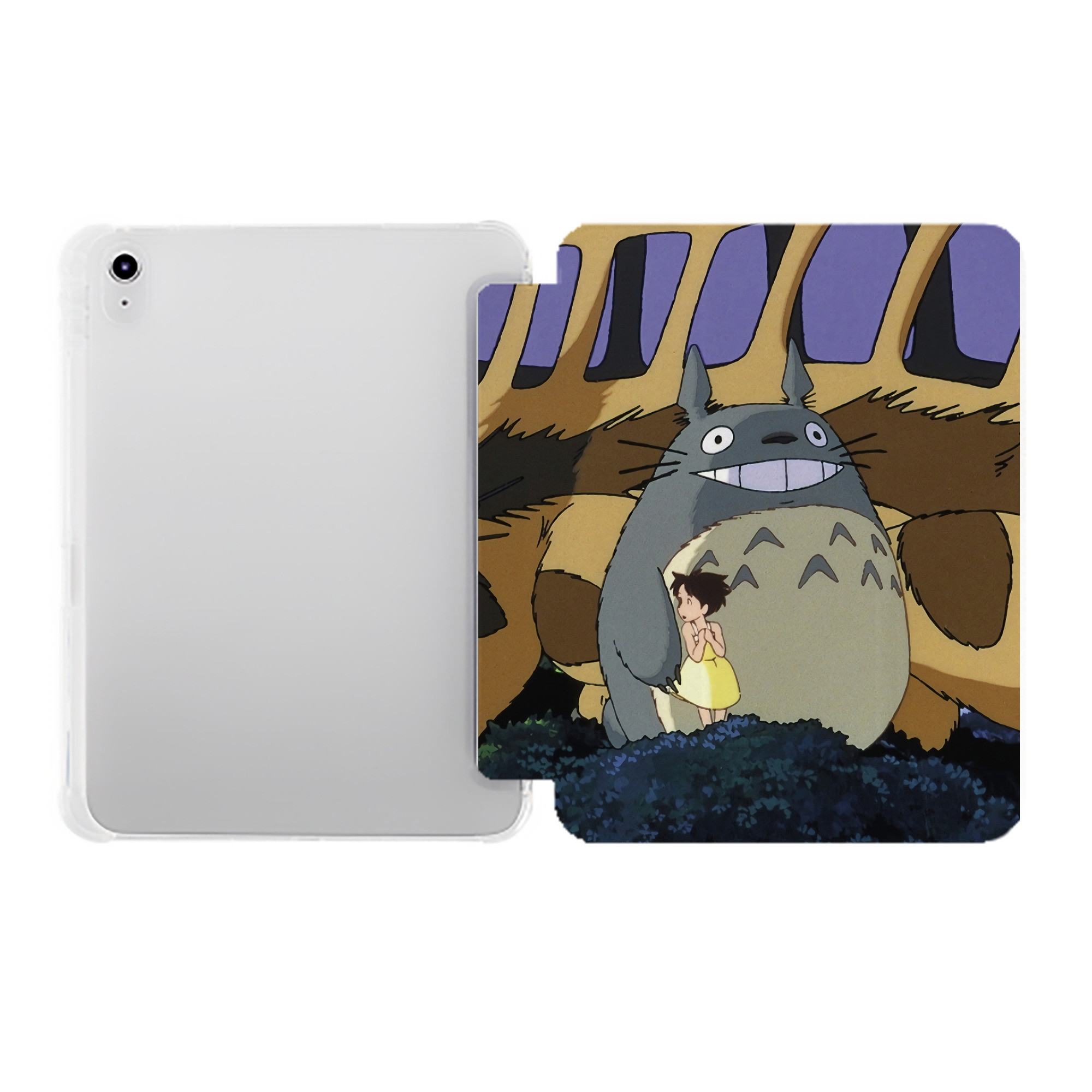 （画像用） となりのトトロ 草壁メイ 草壁サツキ My Neighbor Totoro Satsuki Kusakabe Mei Kusakabe IPad ケース ペン収納付き 三つ折りスタンド PUレザー×シリコン 対応機種9.5/10.5/10.9インチ